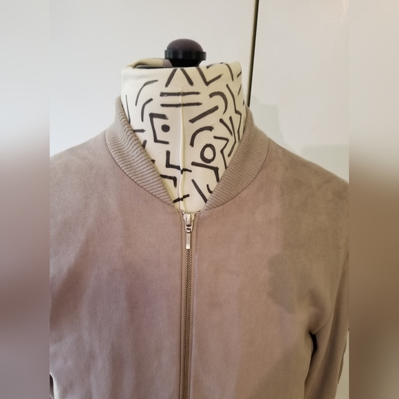 TopMan Mens Dull/Muted Pink faux Suede Bomber Jacket - Picture 9 of 11